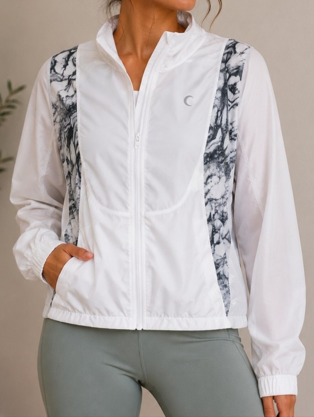 Zyia White Marble Mesh Jacket & Shoulder Bag sz XL